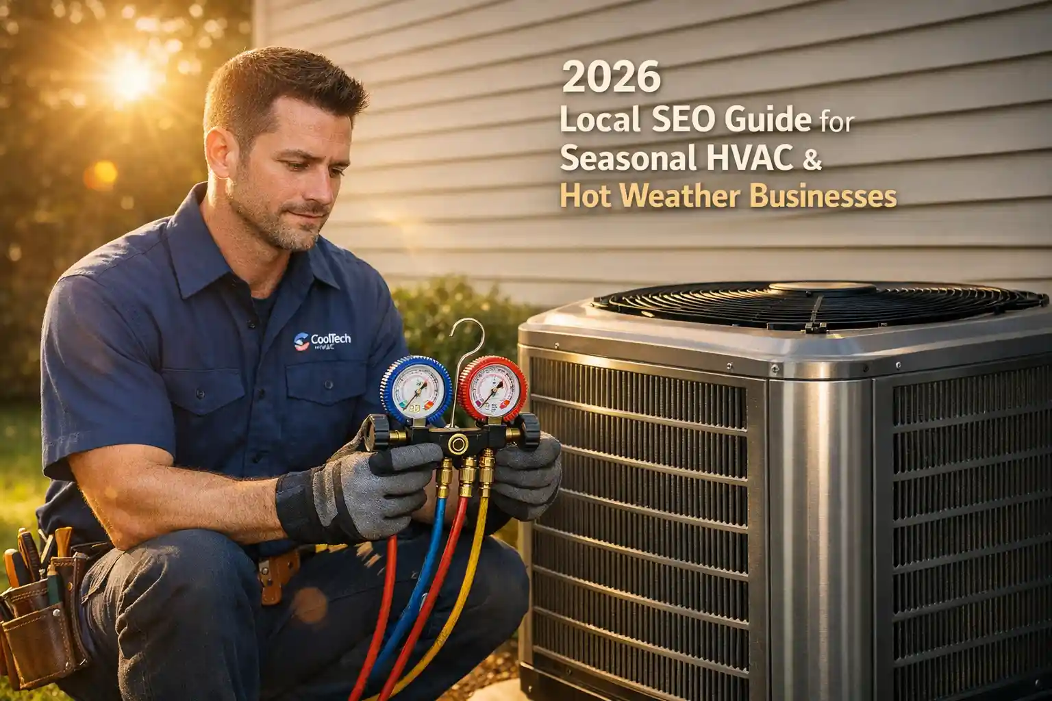 HVAC Technician Evaluating Outside Compressor Unit HVAC Marketing 2026